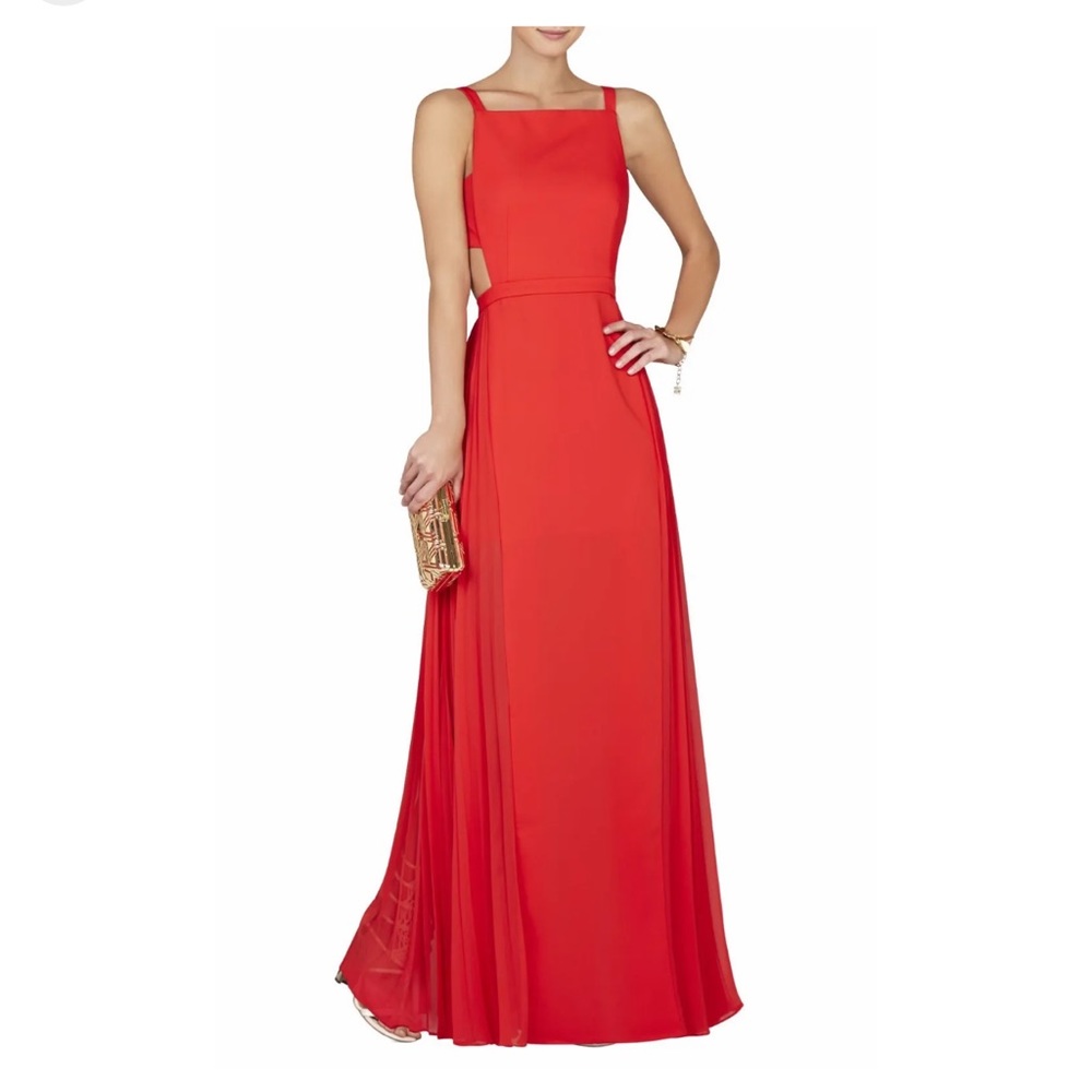 BCBG BT POPPY BRIELLE SLEEVELESS SIDE PLEATED GOWN